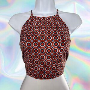 Forever 21 Red and Blue Geometric Crop Top